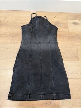 H&M Black Denim Bodycon Dress Overalls